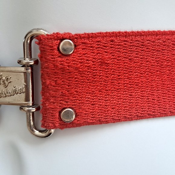 Vintage OLEG CASSINI Red Belt with Silver Clasp S/M